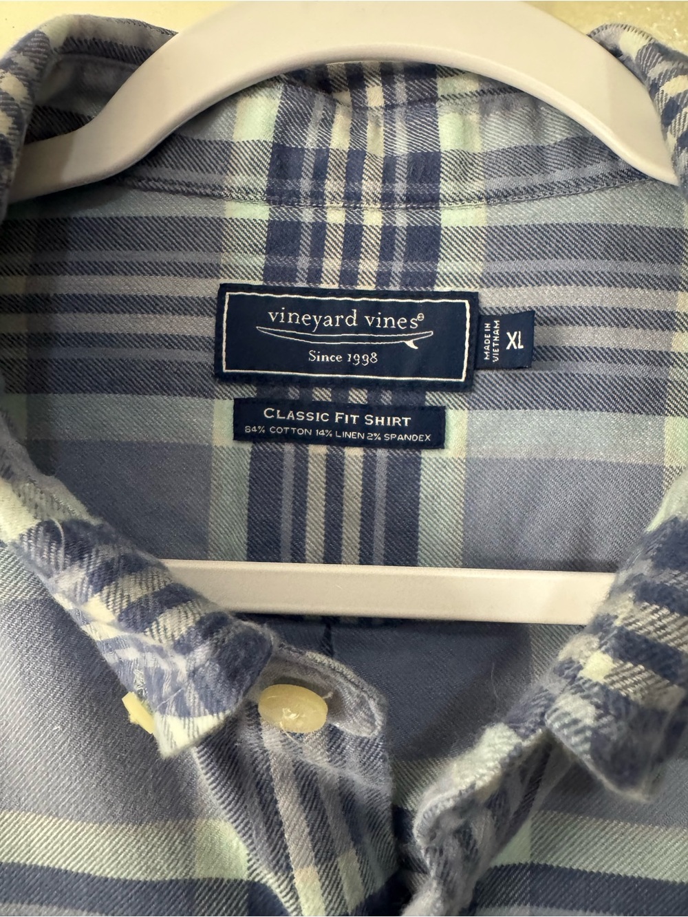 Vineyard Vines Men's Classic Fit Plaid Shirt - Blue and Light Green